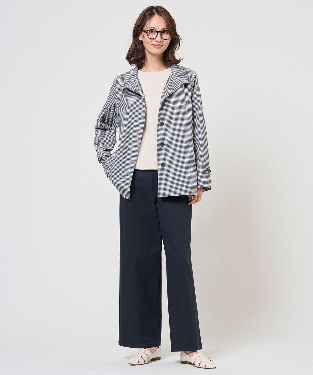 J.PRESS LADIES Lightストレッチチェック スタンドカラー コート 