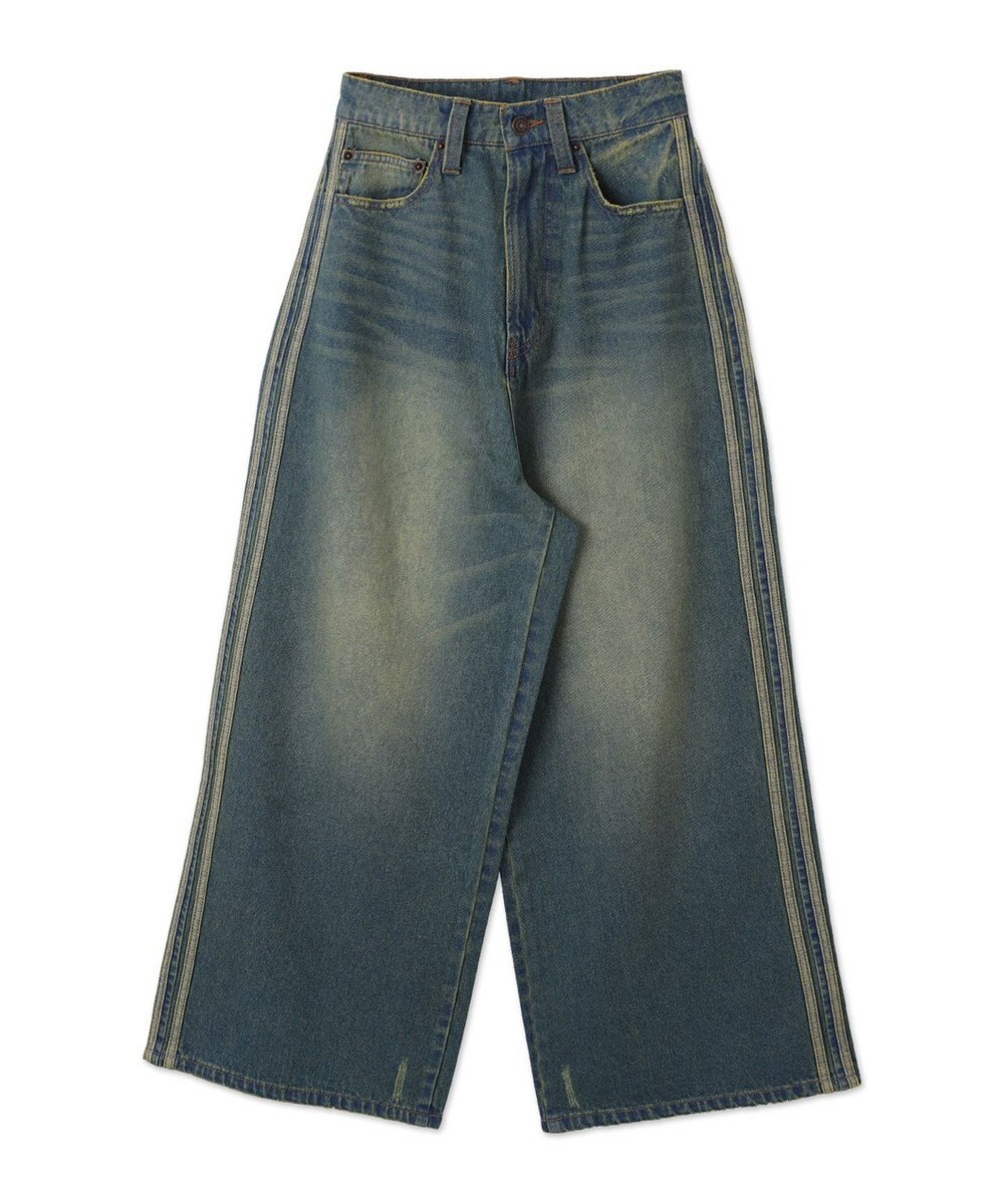 WEGO サイドラインワイドデニムパンツ 