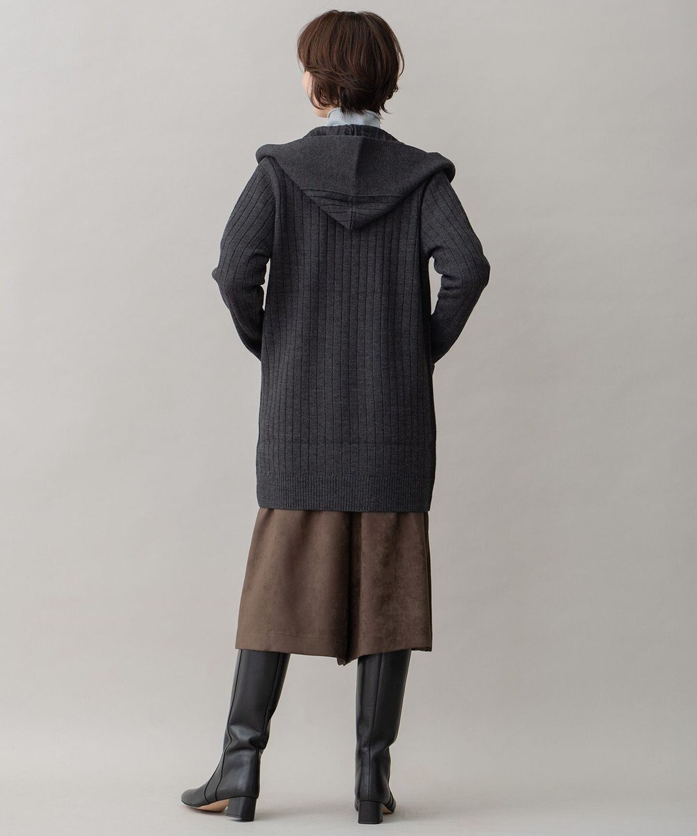 自由区 【ご好評につき新色追加】【WEB限定・洗える】ウールミックス フード付きカーディガン 