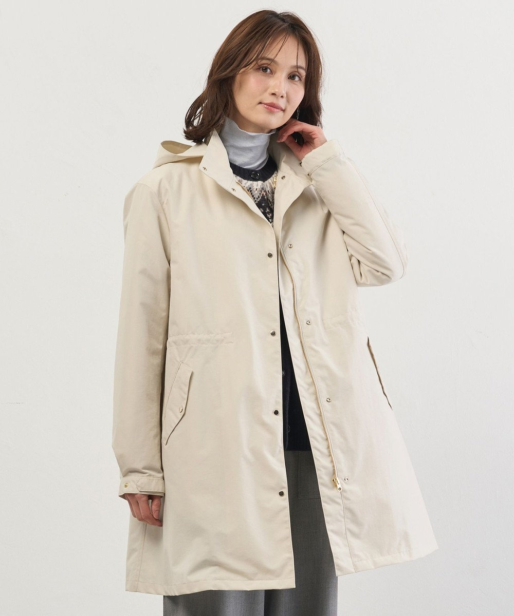 J.PRESS LADIES 【2way】スパンライクナイロンタッサー フーデッド コート 