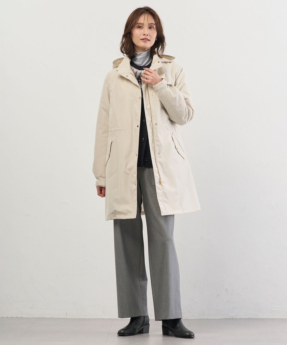 J.PRESS LADIES 【2way】スパンライクナイロンタッサー フーデッド コート 