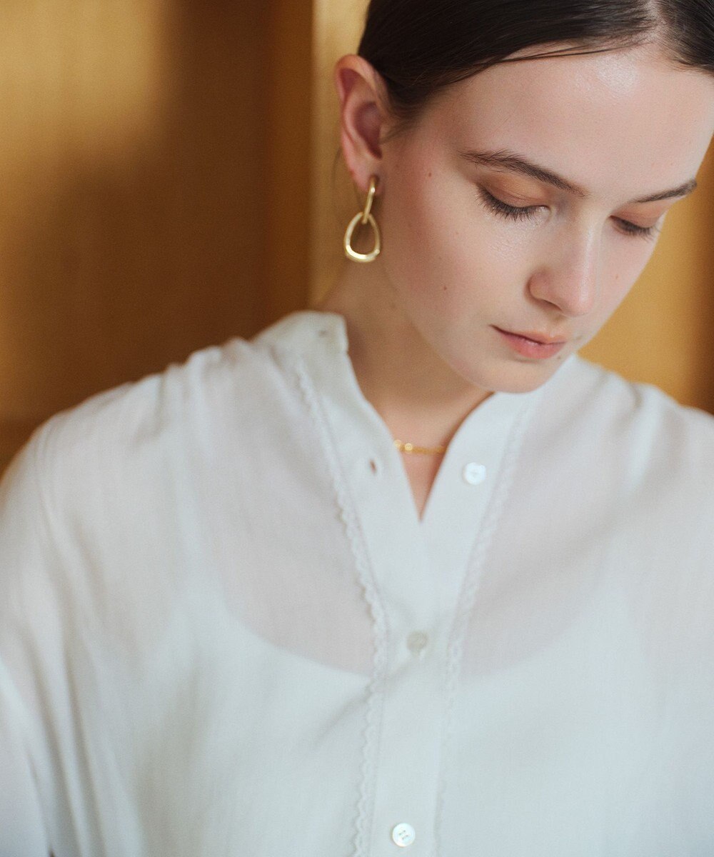 BEIGE， PAULINE / リネンヴィスコースレースブラウス 