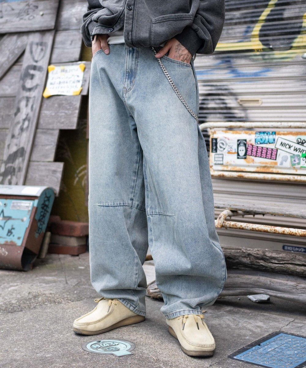 WEGO チェーン付きバルーンデニムパンツ 