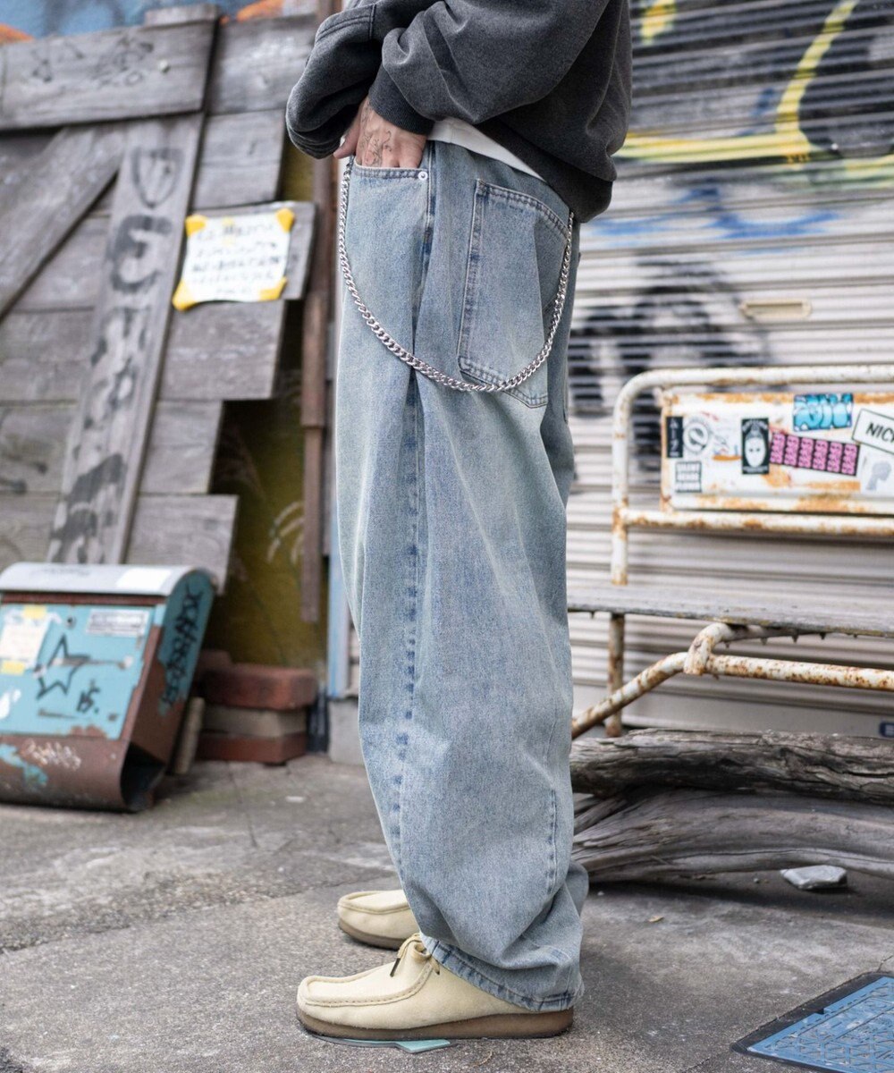 WEGO チェーン付きバルーンデニムパンツ 