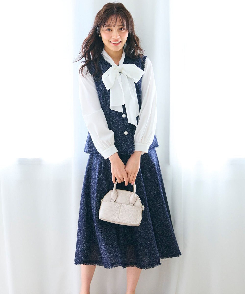 Feroux 【セットアップ対応】春ツイード コンパクトジレ 