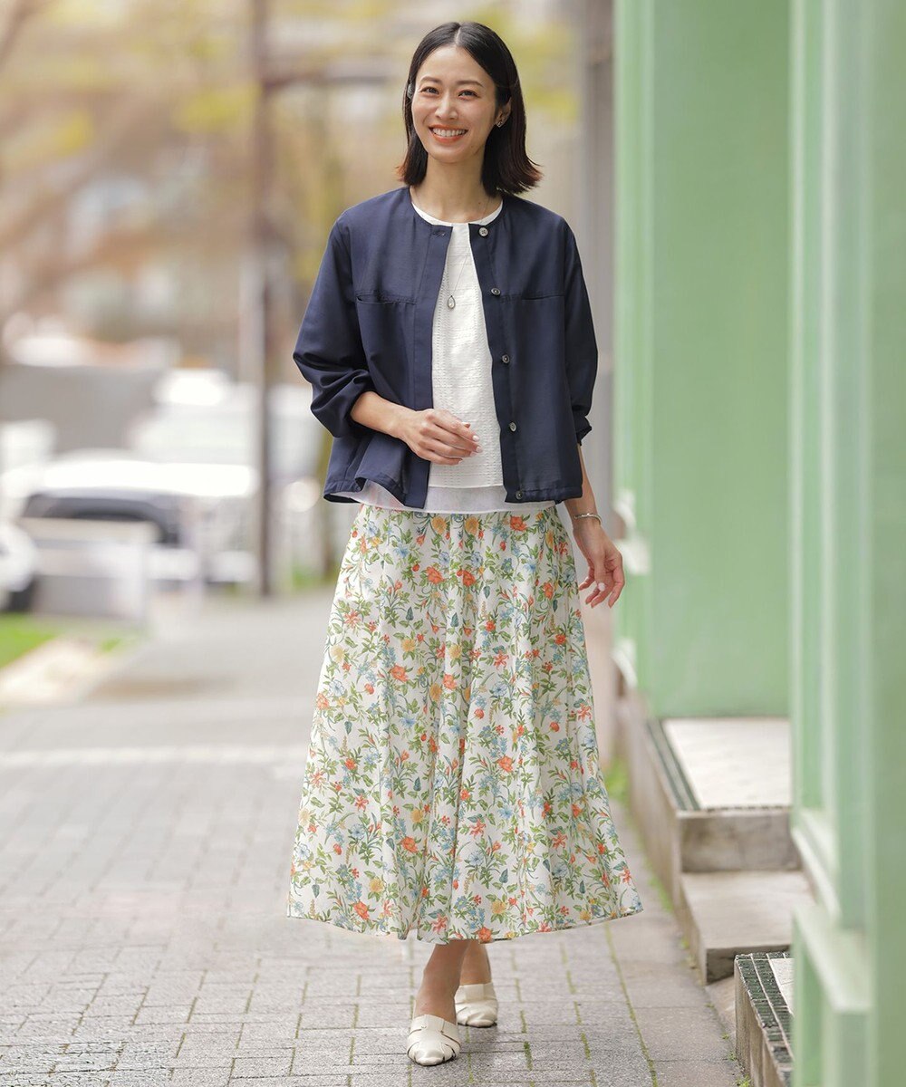 J.PRESS LADIES S 【季節の変わり目に】リネンシアースラブ ノーカラー ブルゾン 