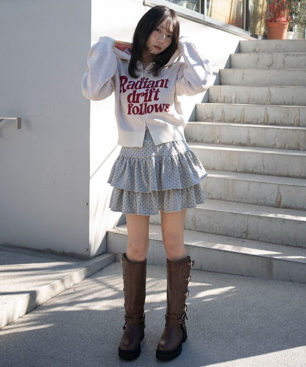 WEGO グラフィックジャガードニットZIPパーカー 