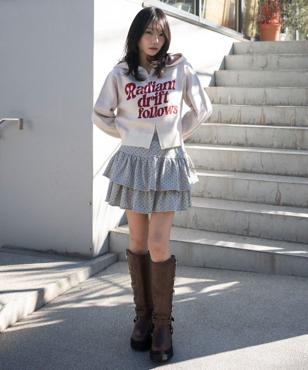 WEGO グラフィックジャガードニットZIPパーカー 