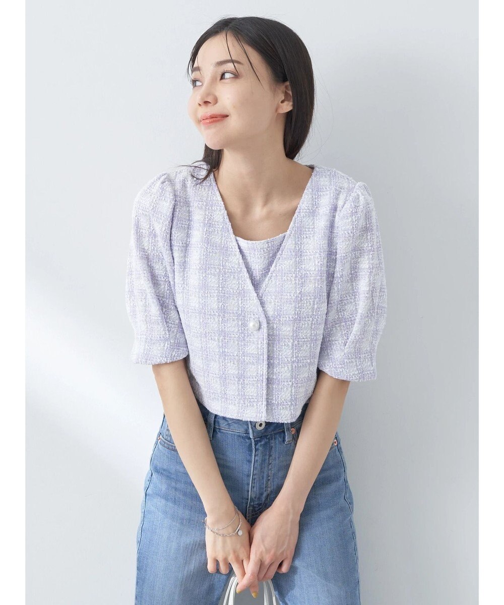 earth music&ecology ＳＥＴ２点　カットソーツィードアンサンブル 