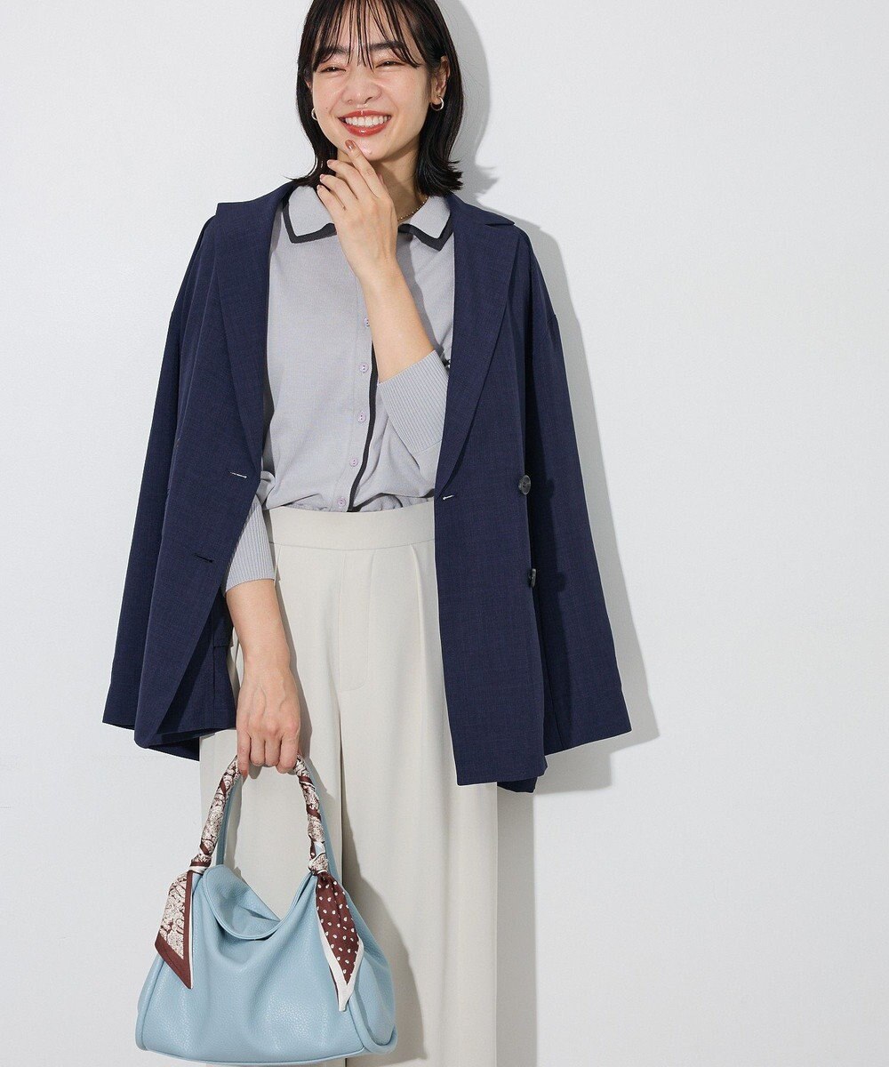 Green Parks ここちニット衿付き配色プルオーバー 