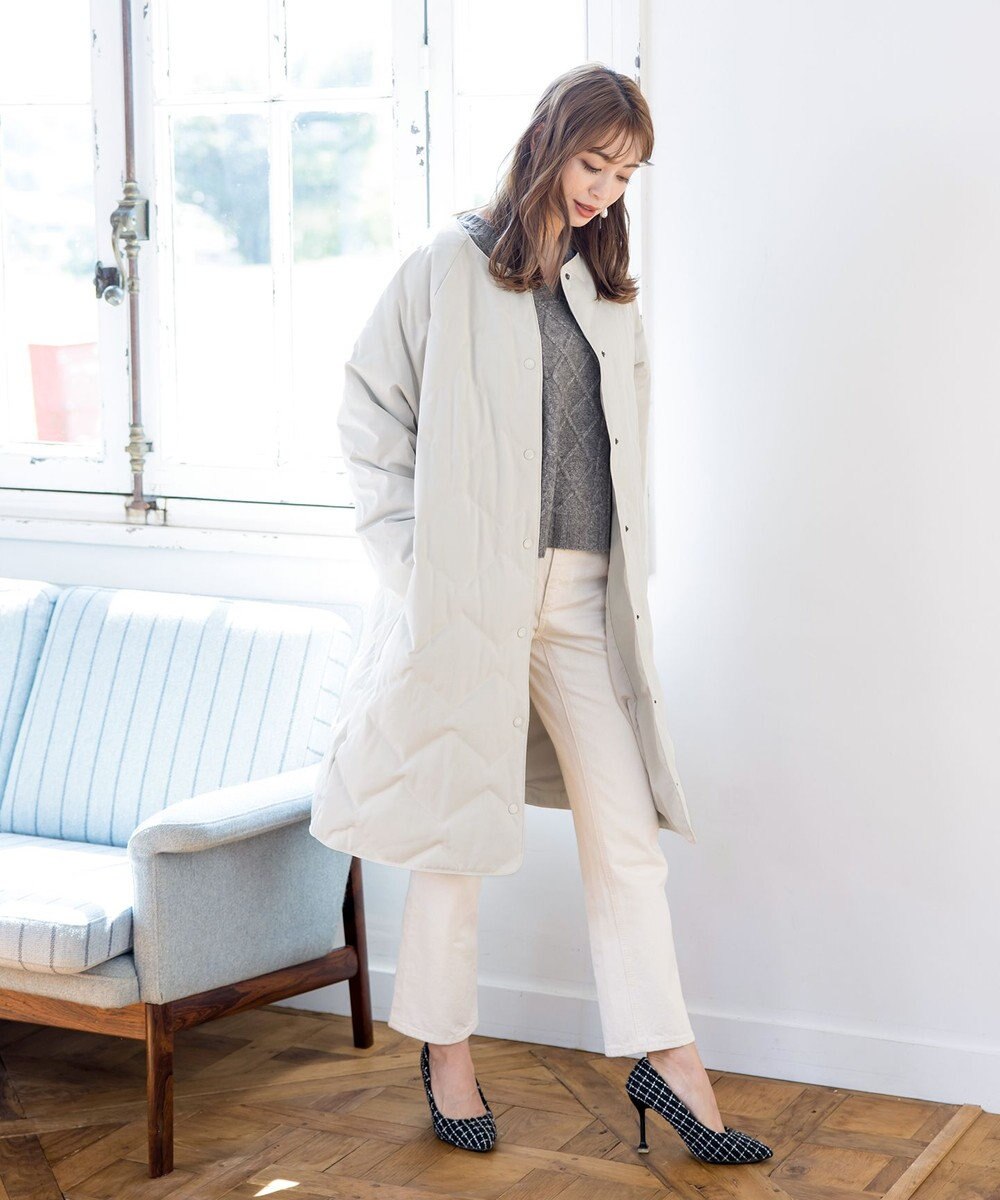 Tiaclasse 【洗える】アラン柄キーネックニットトップス 