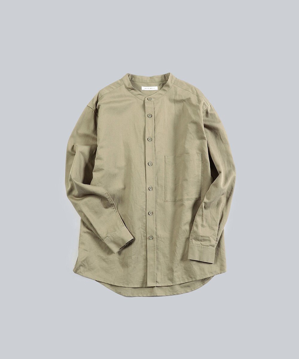 WHITE MAILS 【UNISEX】COTTON PAPER SOFT TWILL バンドカラーシャツ 