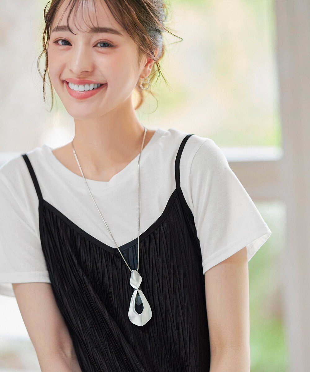 Tiaclasse 【2点セット・洗える】変形プリーツキャミワンピース＆Tシャツ 