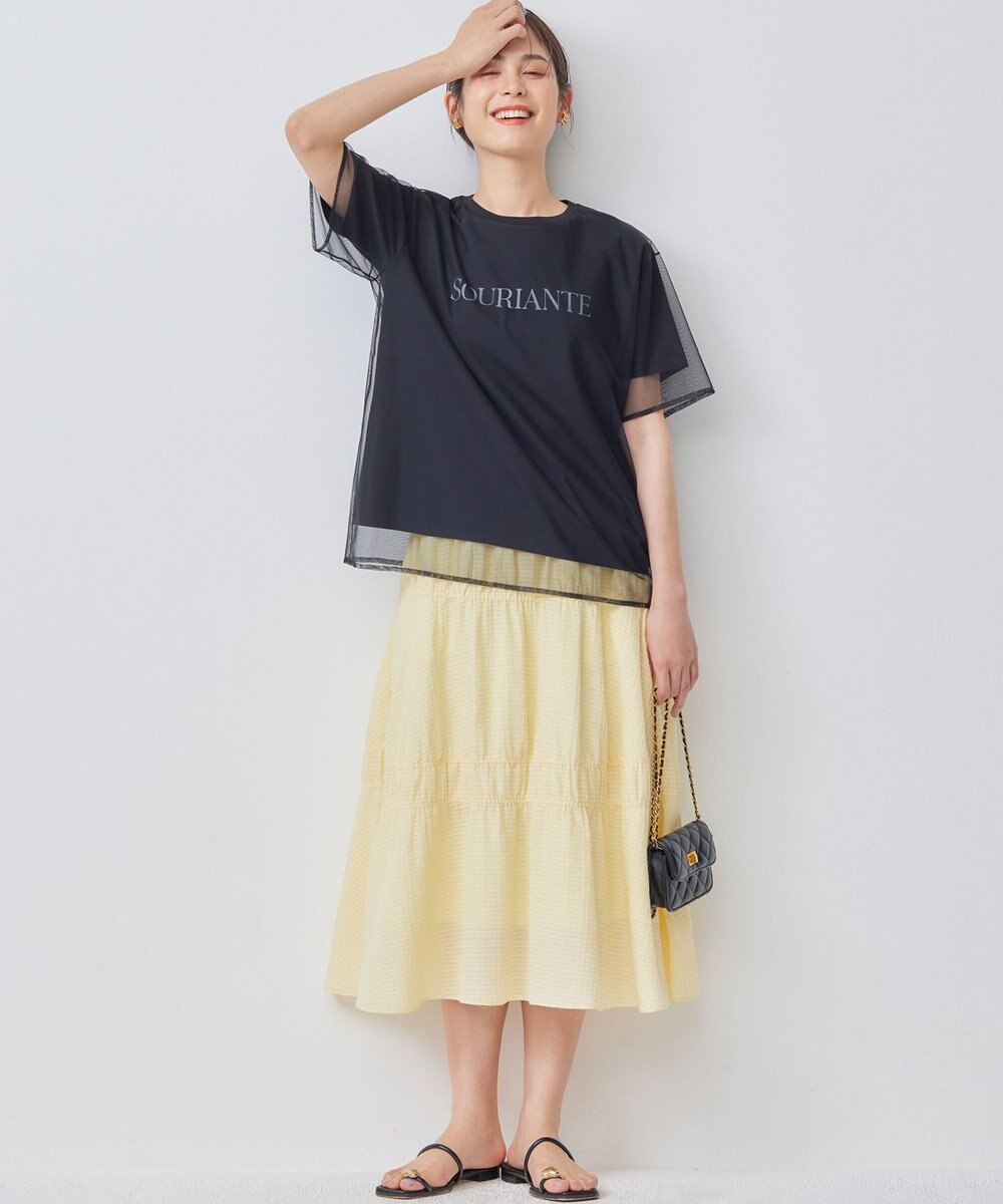 組曲 L 【WEB限定】ステッチストライプドビー ギャザースカート 