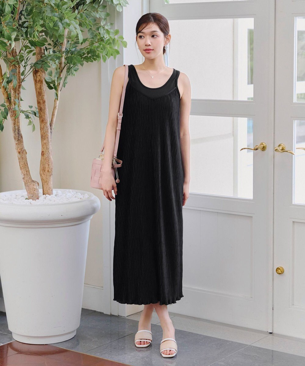 Tiaclasse 【2点セット・洗える】変形プリーツキャミワンピース＆Tシャツ 