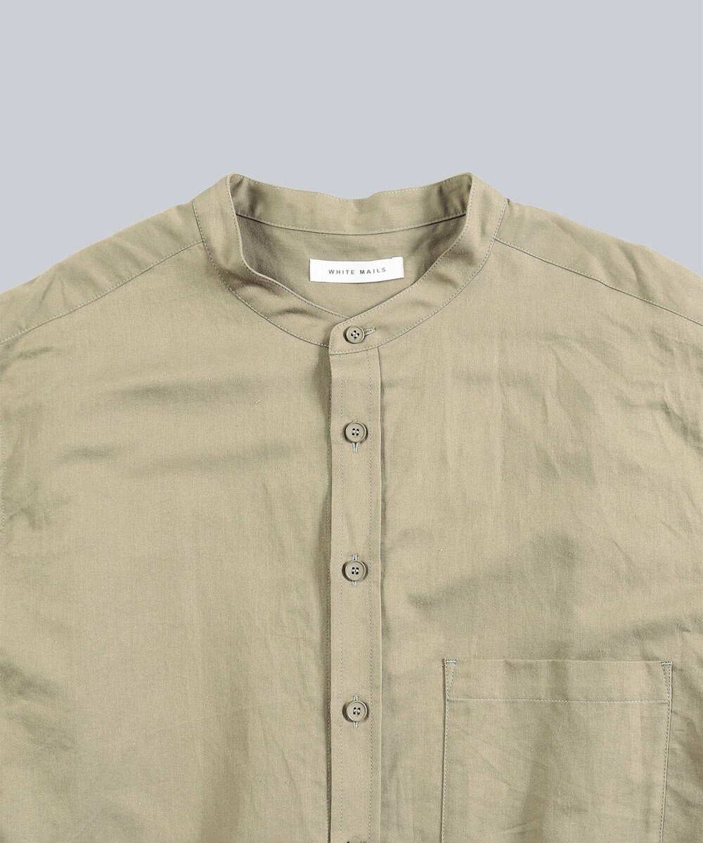 WHITE MAILS 【UNISEX】COTTON PAPER SOFT TWILL バンドカラーシャツ 