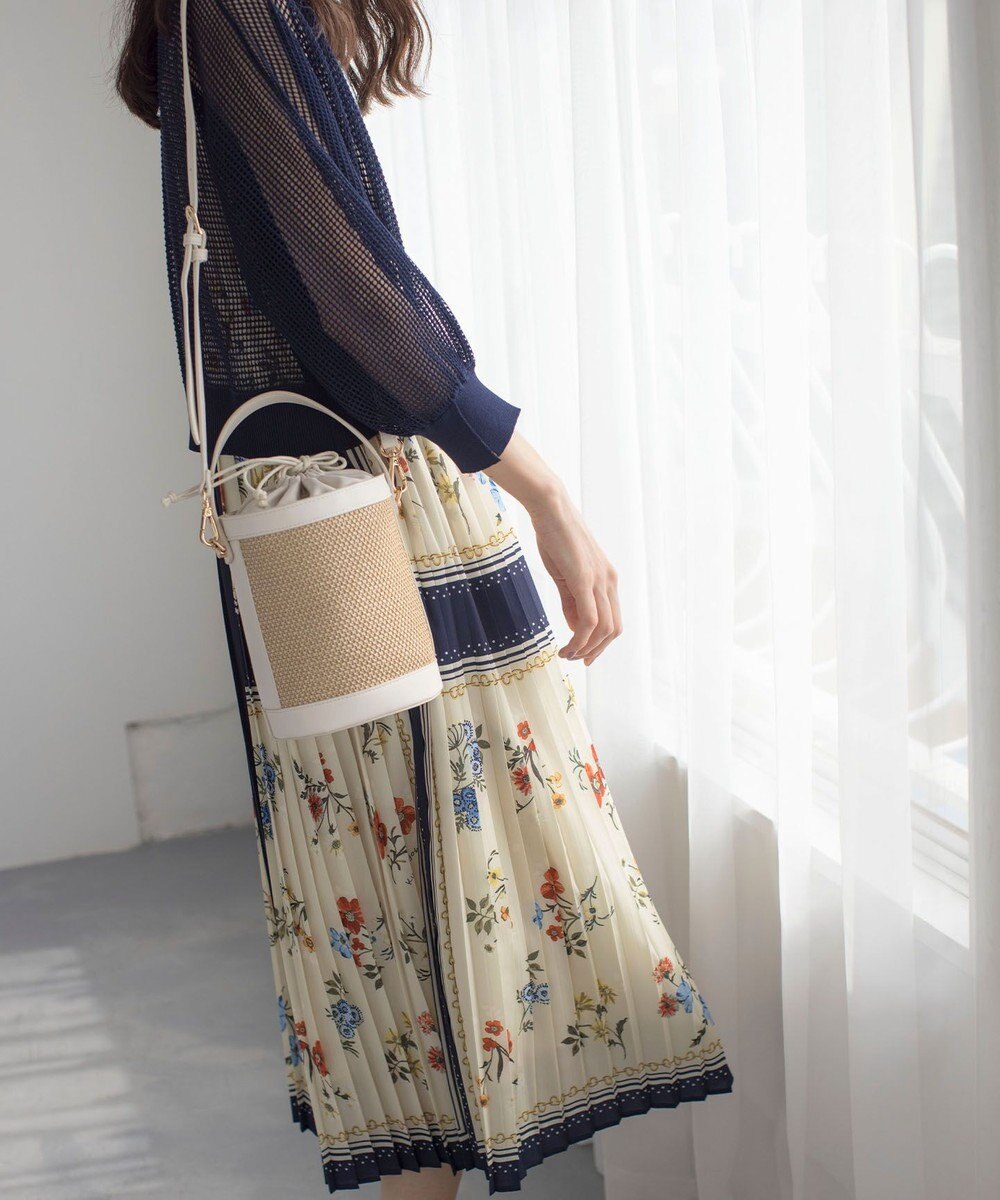 組曲 L スカーフパネルプリント ワンピース 