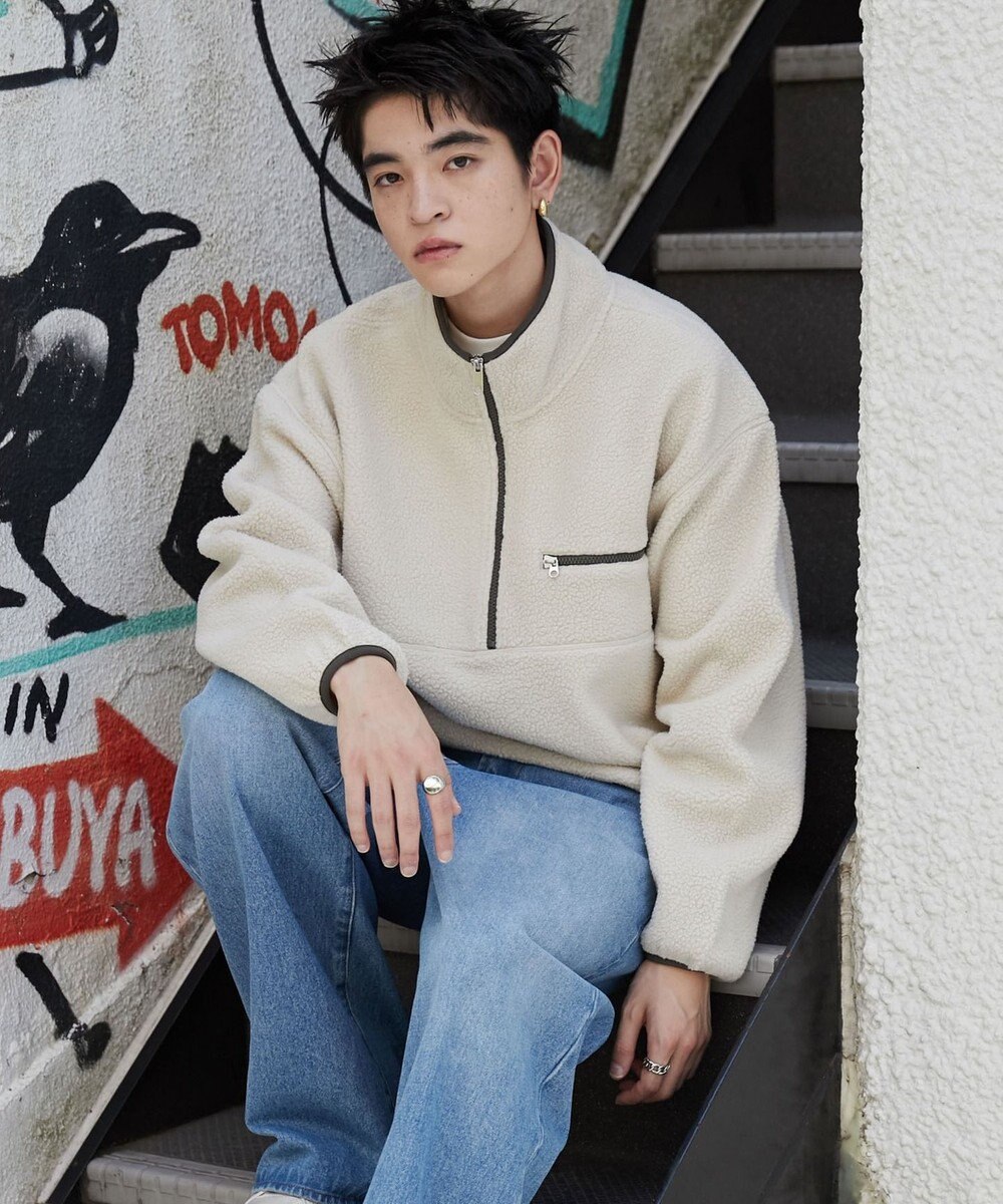 WEGO 【ユニセックス着用】フリース　ハーフZIPプルオーバー 