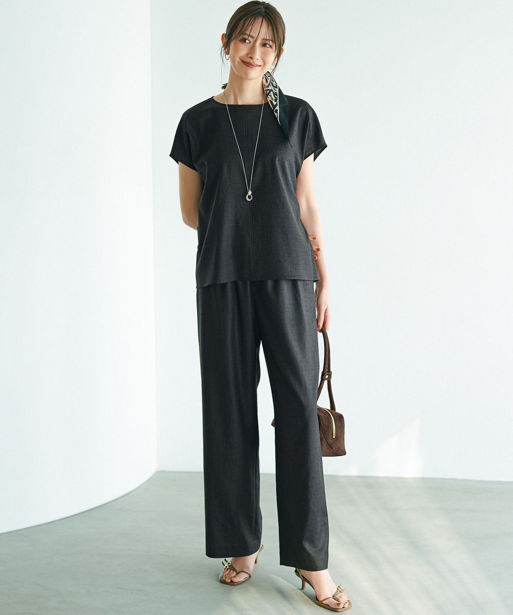 23区 L 【洗える】トリアセスラブストレッチ フレンチスリーブ ブラウス 