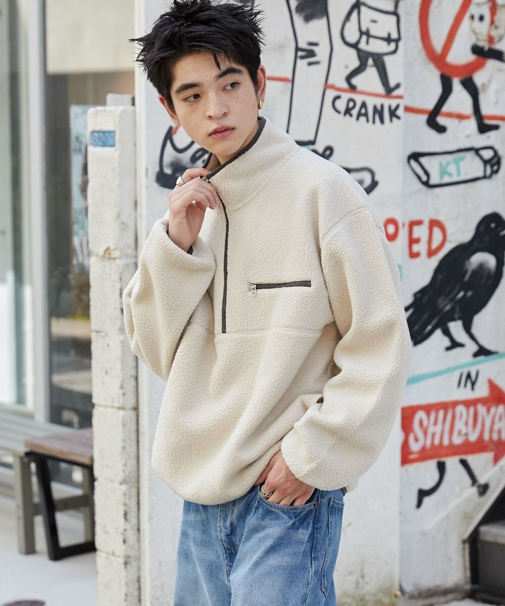 WEGO 【ユニセックス着用】フリース　ハーフZIPプルオーバー 