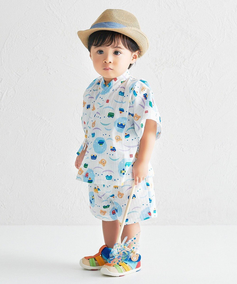 MIKI HOUSE HOT BISCUITS 【80-120cm】総柄 甚平スーツ 