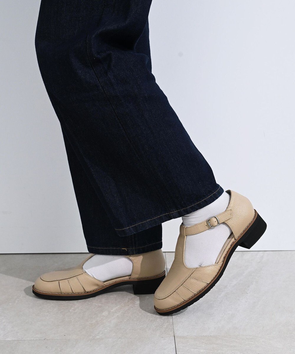 Pointer 本革 通気性Tストラップパンプス 