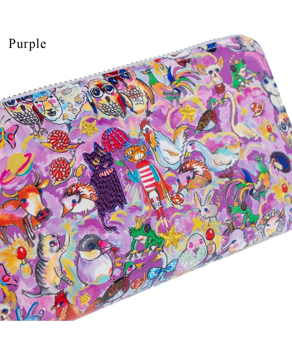 tsumori chisato CARRY 森のどうぶつたち ラウンドファスナー長財布 