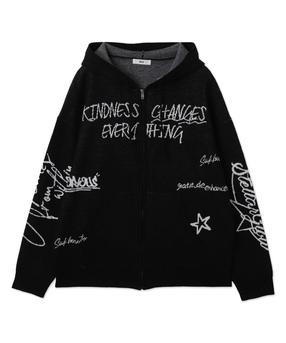 WEGO ジャガードグラフィックニットZIPパーカー 