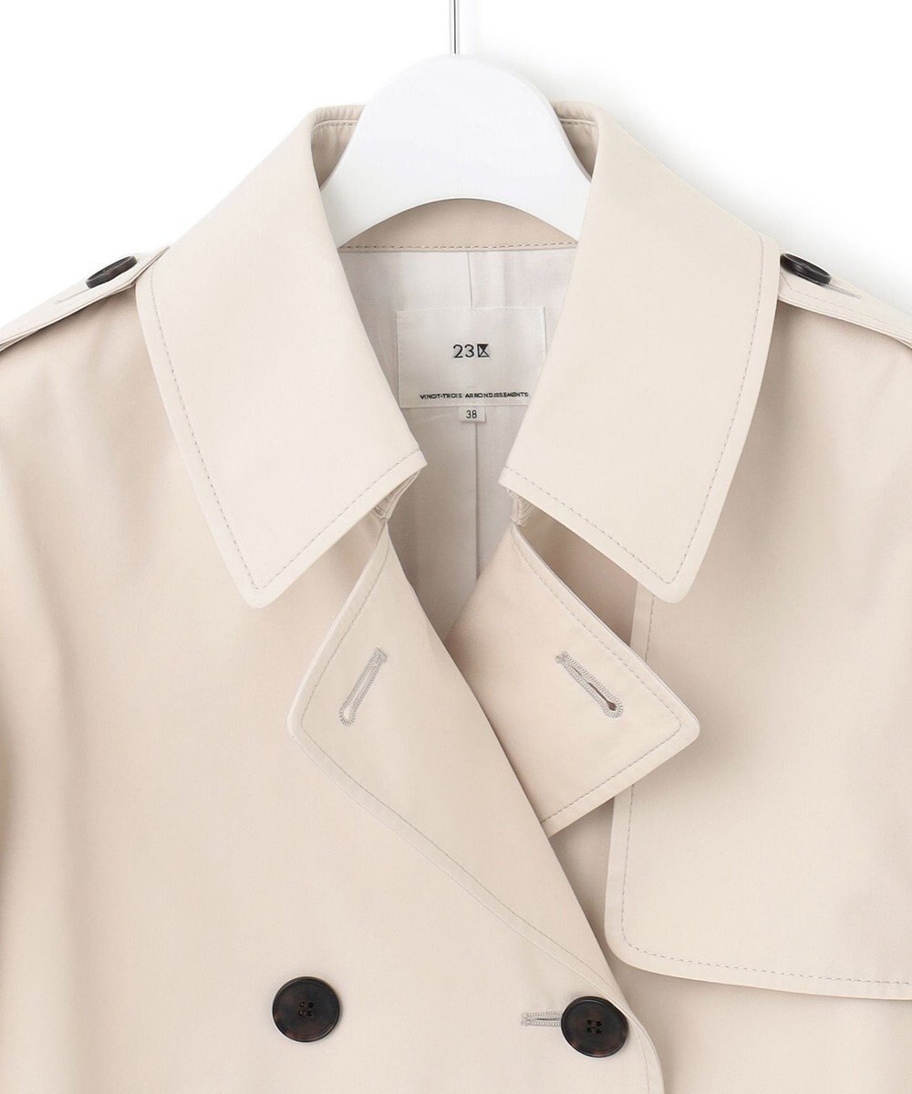 23区 コットンポリエステルギャバジン ショート トレンチ コート 