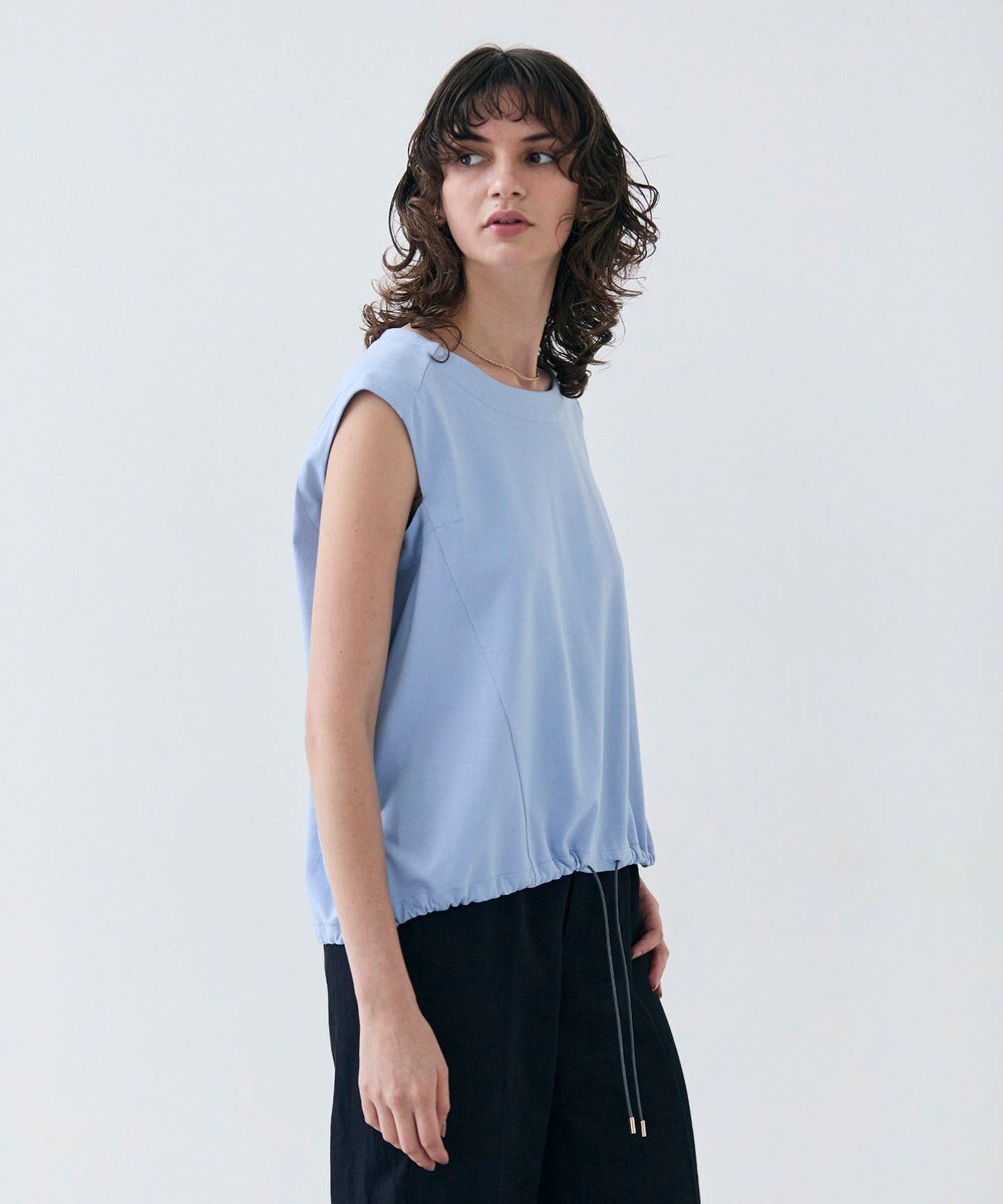 BEIGE， 【洗える】IXIA / コットンノースリーブドロストトップス 