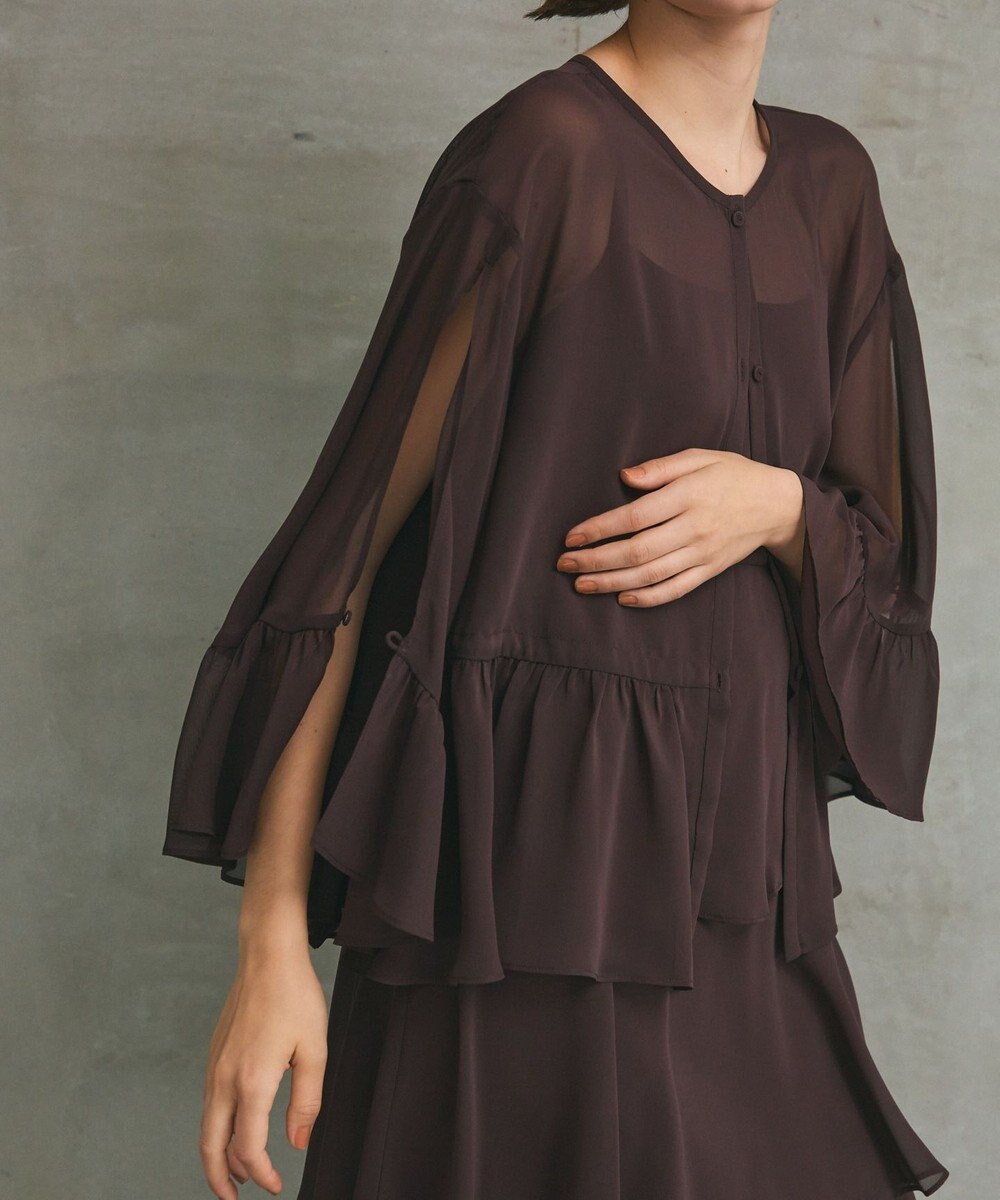 GRACE CONTINENTAL シフォンフリルポンチョ 