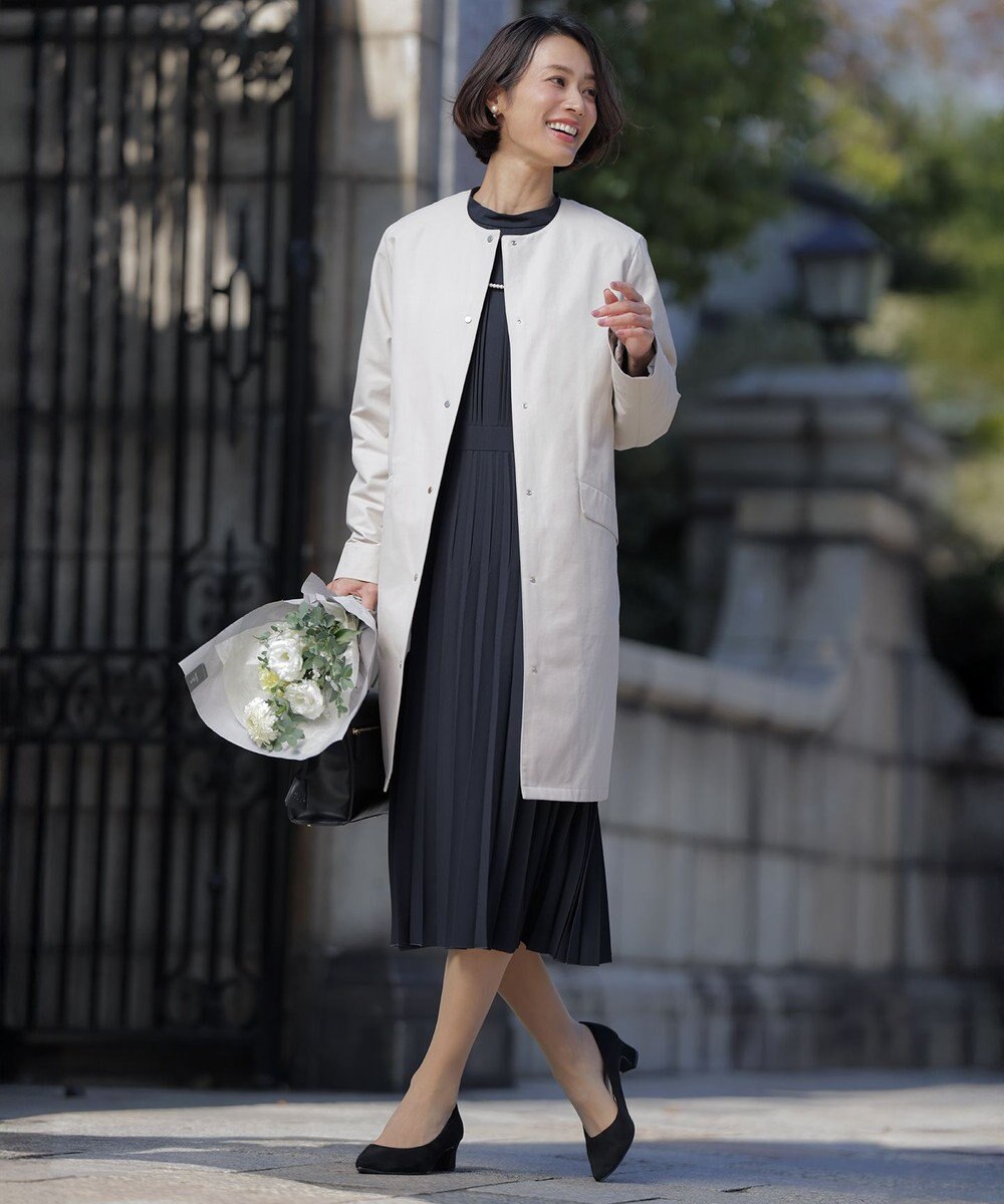 J.PRESS LADIES S 【2way】VINAジェットオックス ノーカラー コート 