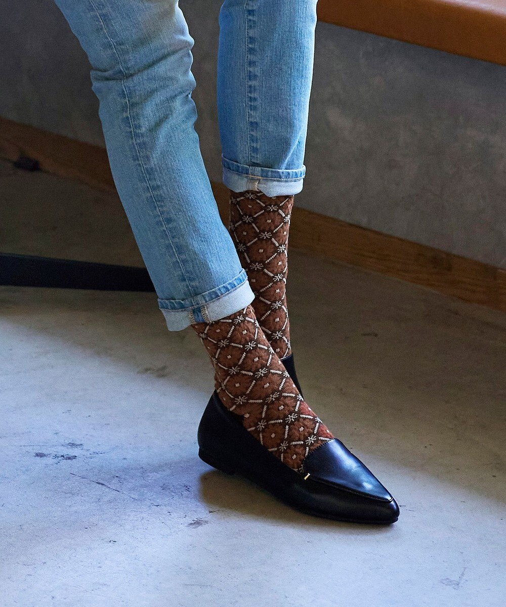 Tiaclasse 花柄ジャガード編みソックス 