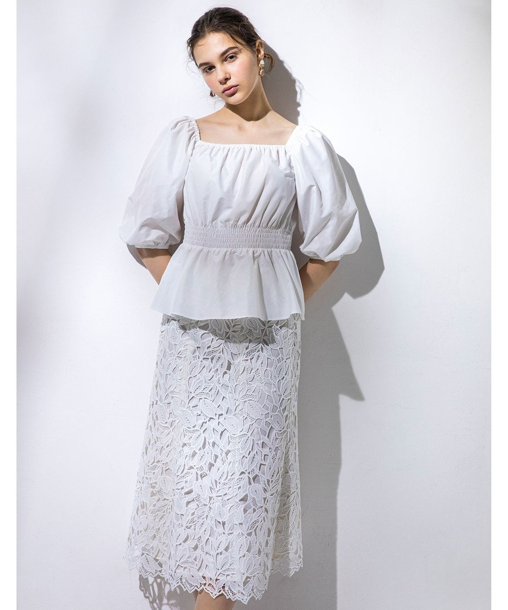 【WEB限定】【TOCCA LAVENDER】Tulips Lace Skirt スカート, サックスブルー系, 0