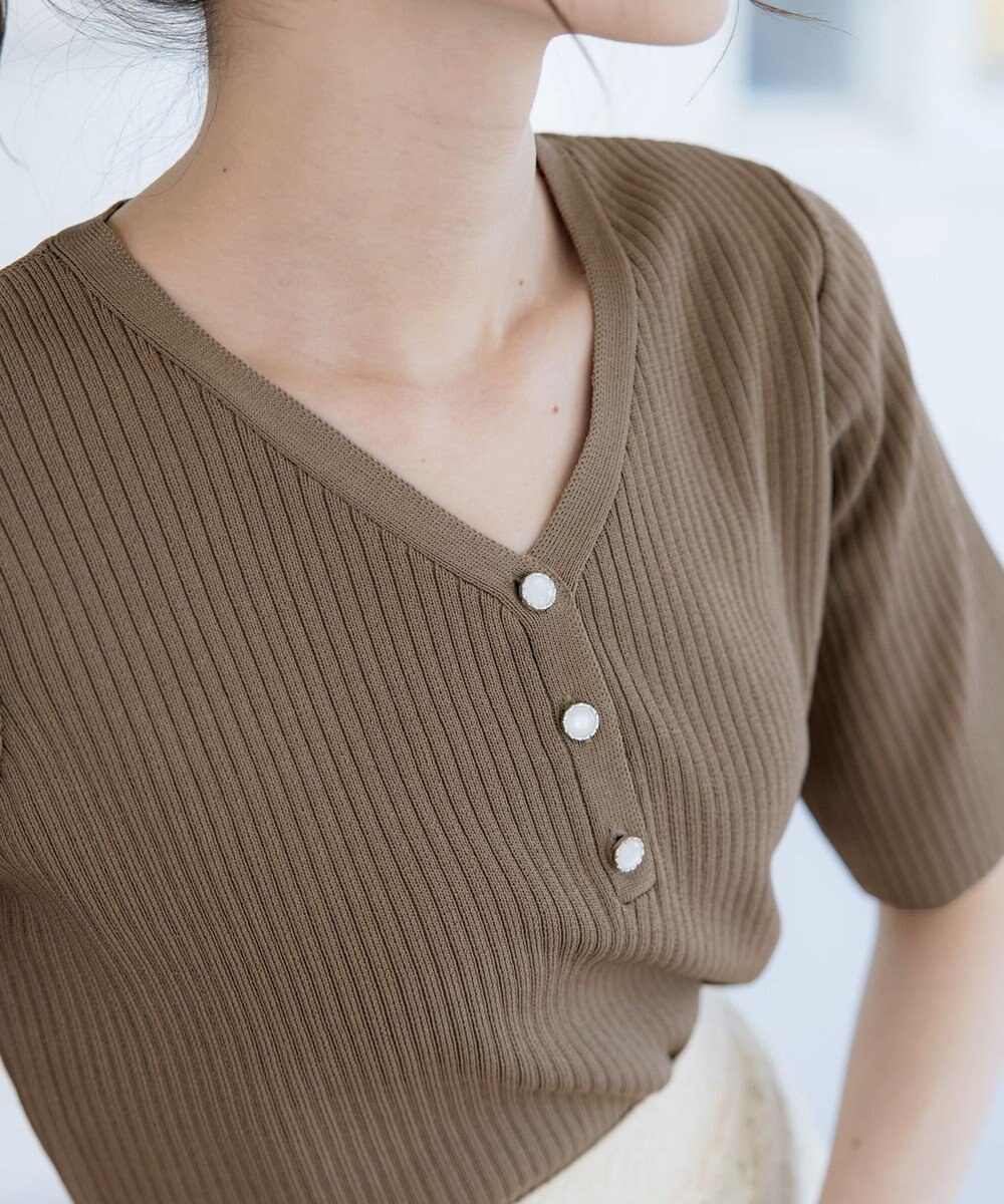 Tiaclasse 【洗える】ボタンニットトップス 