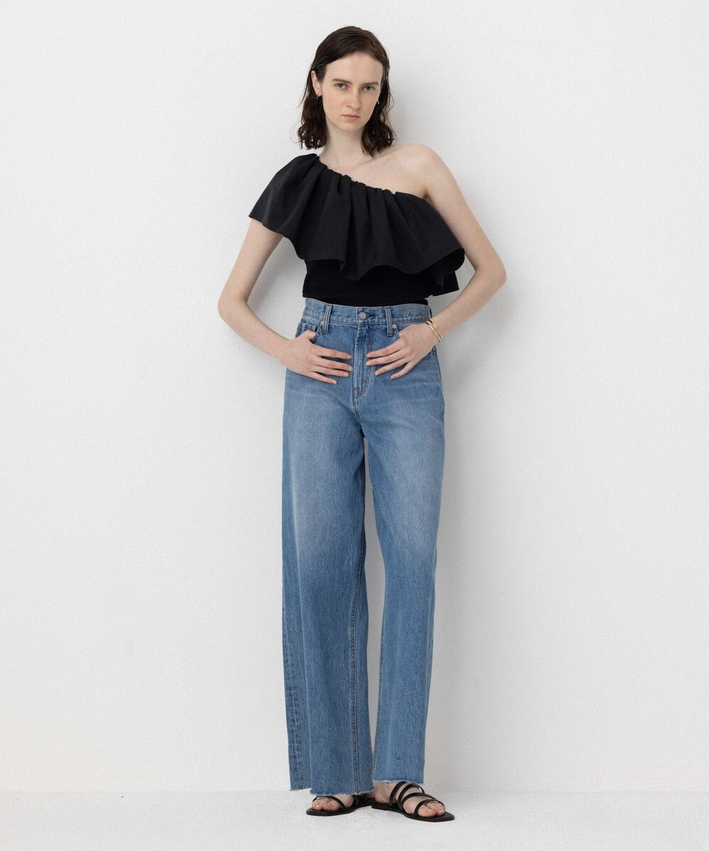 NAVE 【Nave・洗える/撥水/ストレッチ素材】ライトタフタ ワンショルダーブラウス 