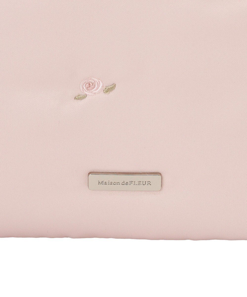 Maison de FLEUR ローズリボン刺繍パファートートバッグ 