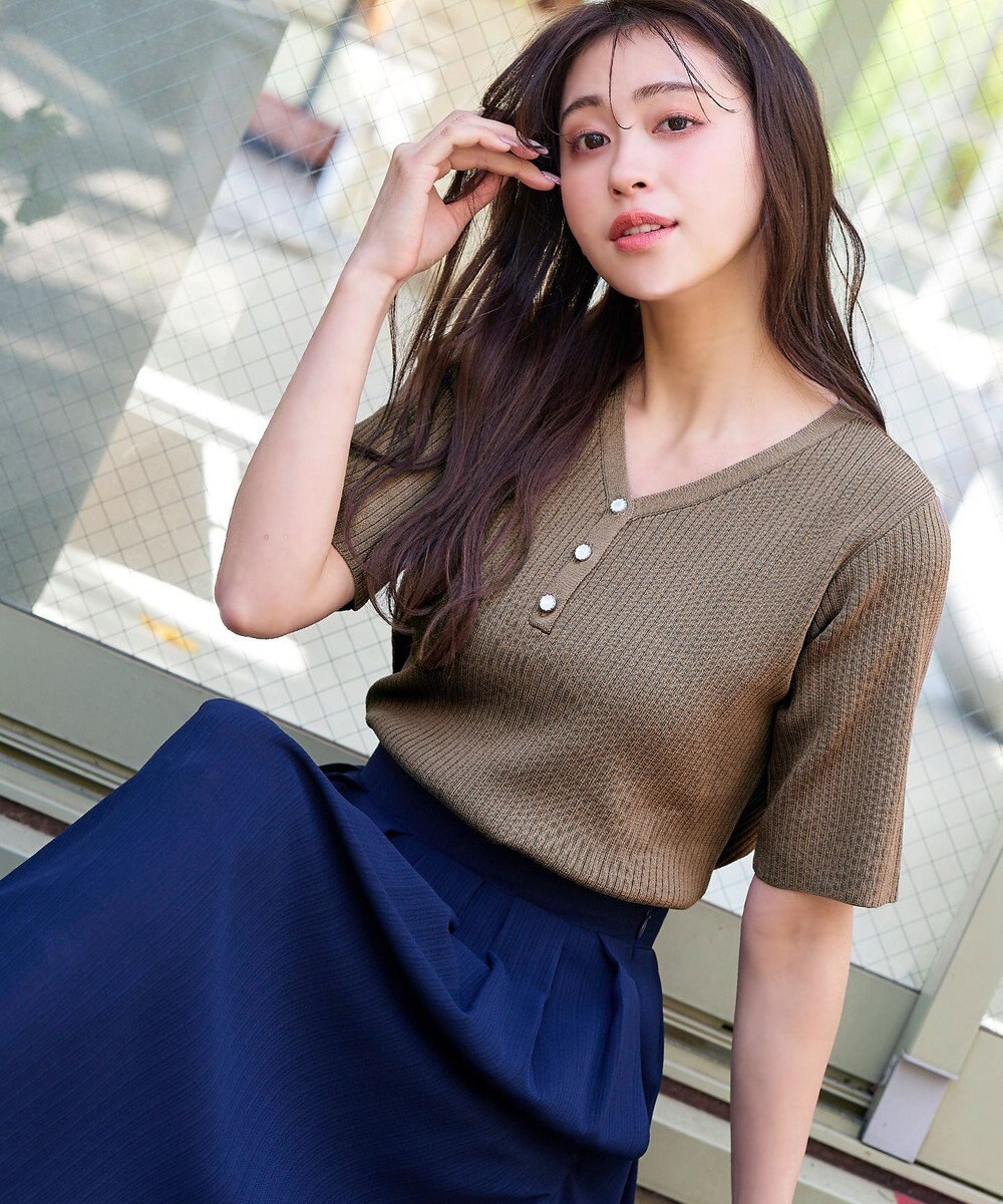 Tiaclasse 【洗える】ボタンニットトップス 