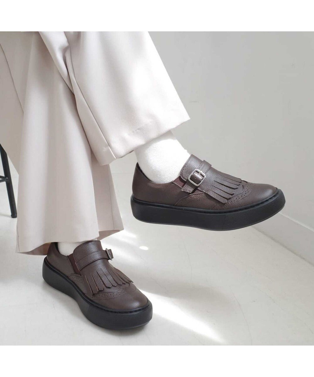 Pointer 日本製 本革フリンジ付き厚底ローファー 