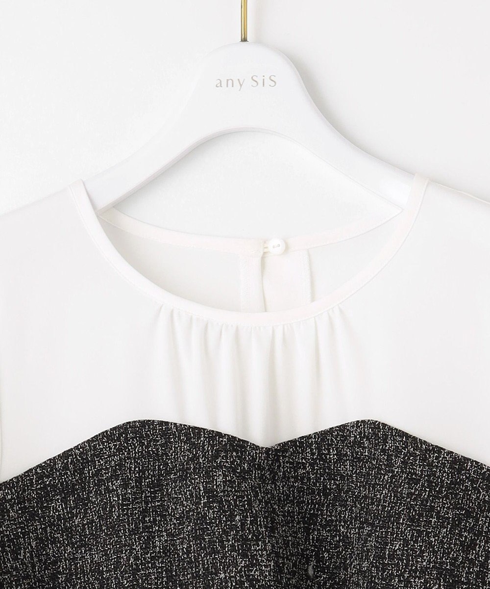 ANY SIS L 【洗える】ツイードコンビ ワンピース 