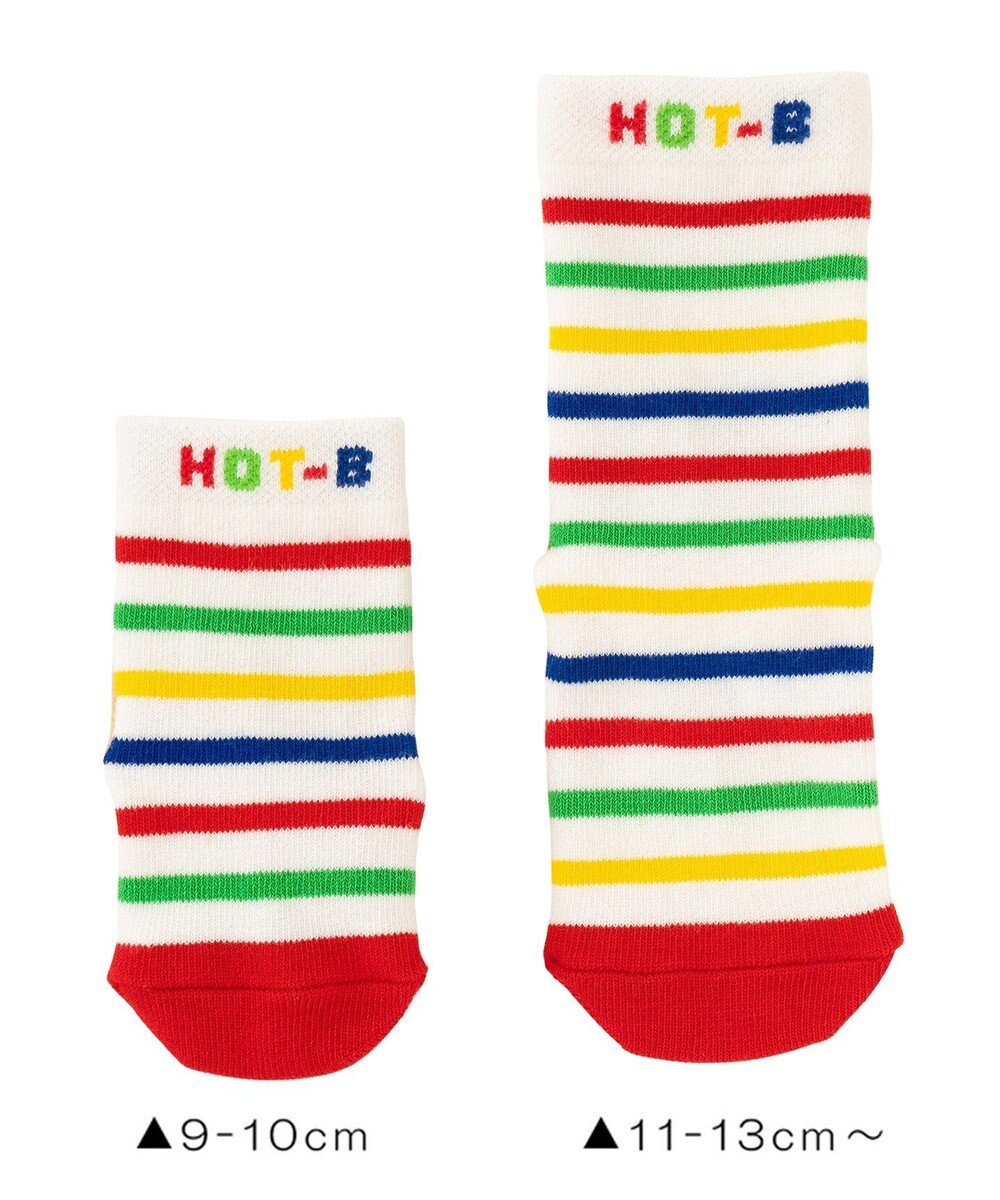 MIKI HOUSE HOT BISCUITS 【9-17cm】 かかと顔　ボーダーソックス 