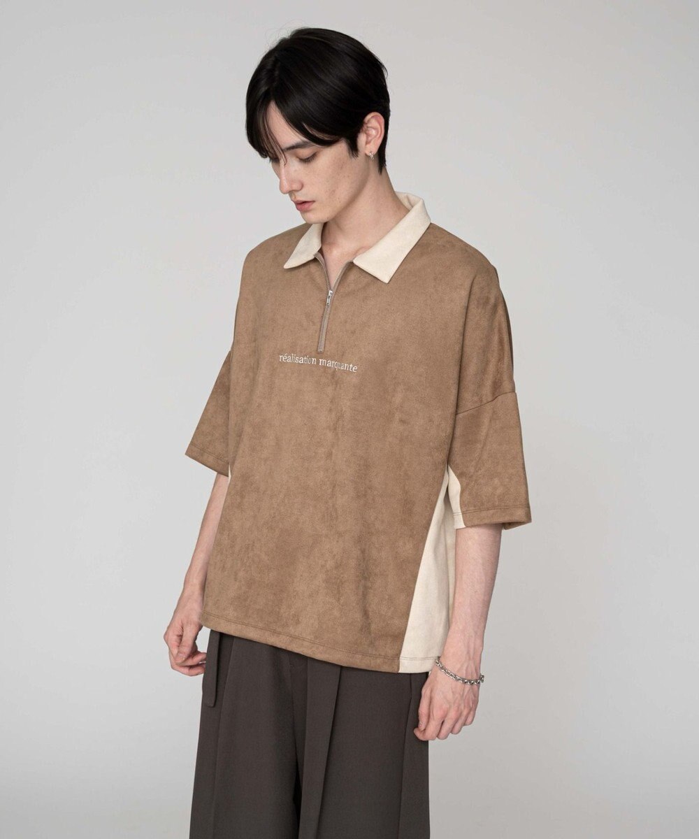 WEGO 【ユニセックス着用ITEM/MLサイズ展開】フェイクスウェードドルマンハーフZIPT（SS） 