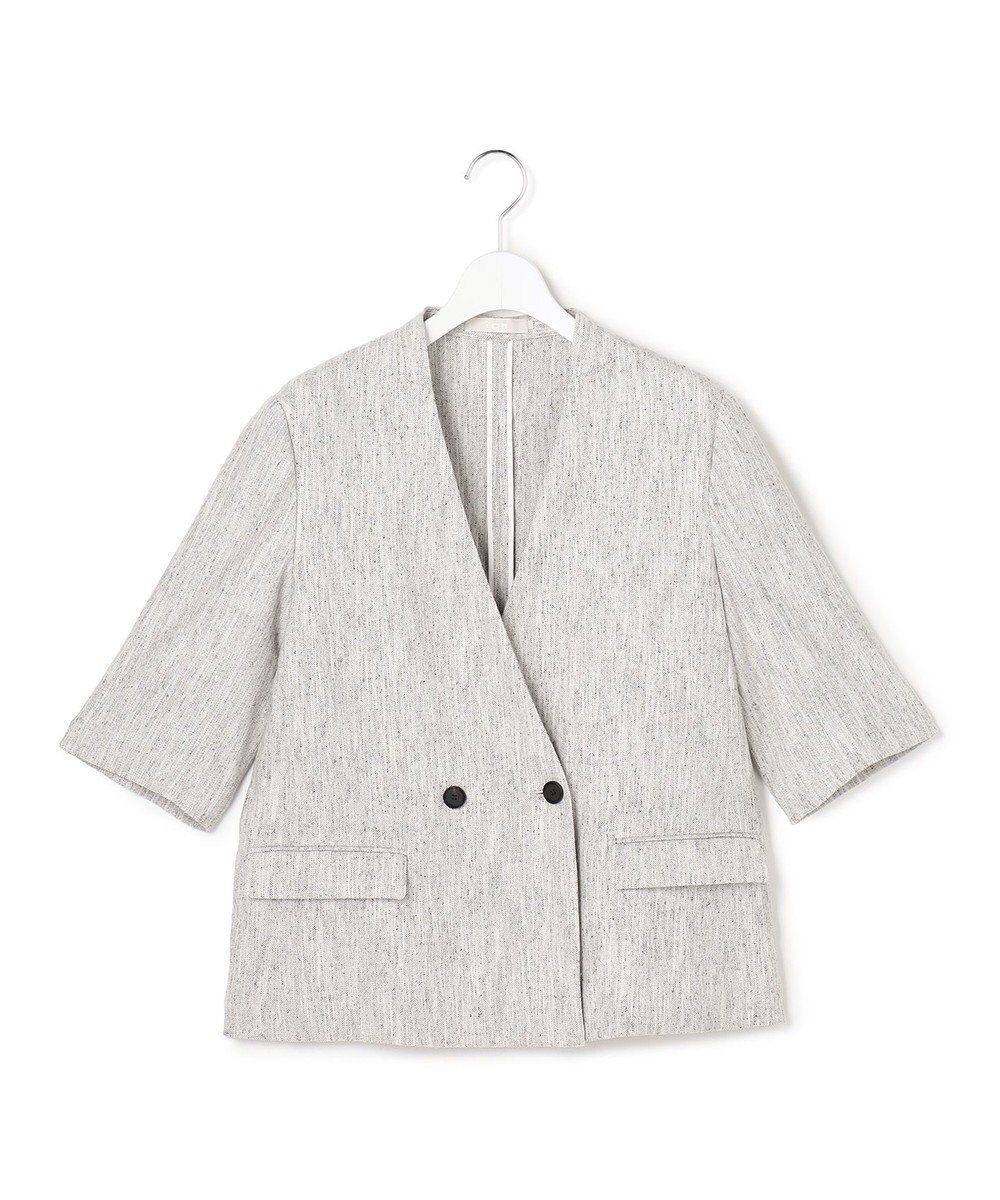 ICB L ストレッチMIXツイード 半袖ジャケット 