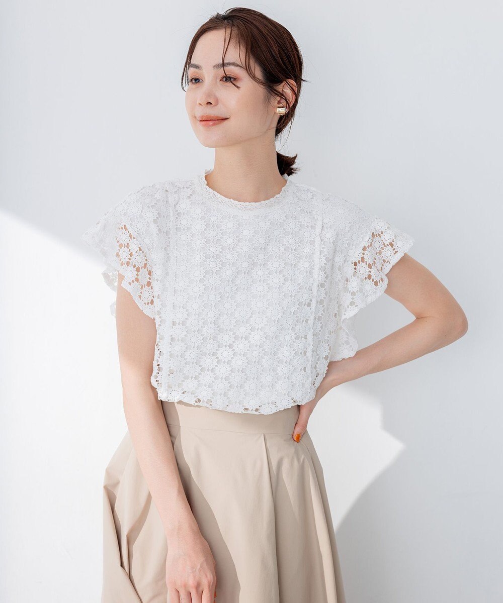 組曲 【洗える】フラワーレース ブラウス 