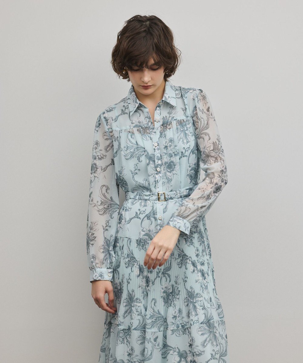 GRACE CONTINENTAL フラワープリントプリーツワンピース 