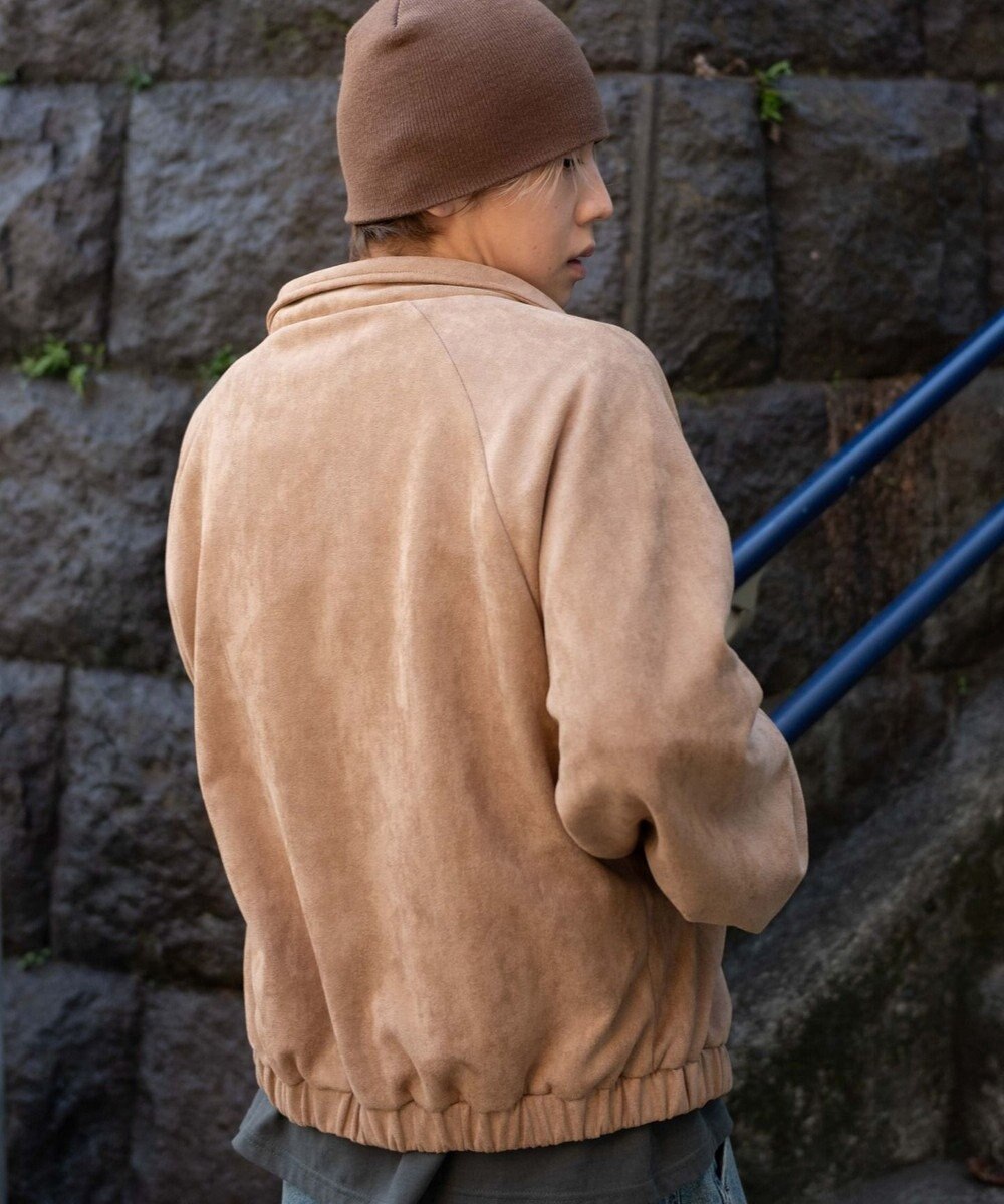 WEGO 【ユニセックス着用ITEM/MLサイズ展開】フェイクスウェードロゴスウィングトップ 