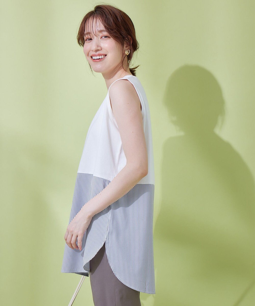 ANY レイヤード布帛ドッキングタンクトップ 