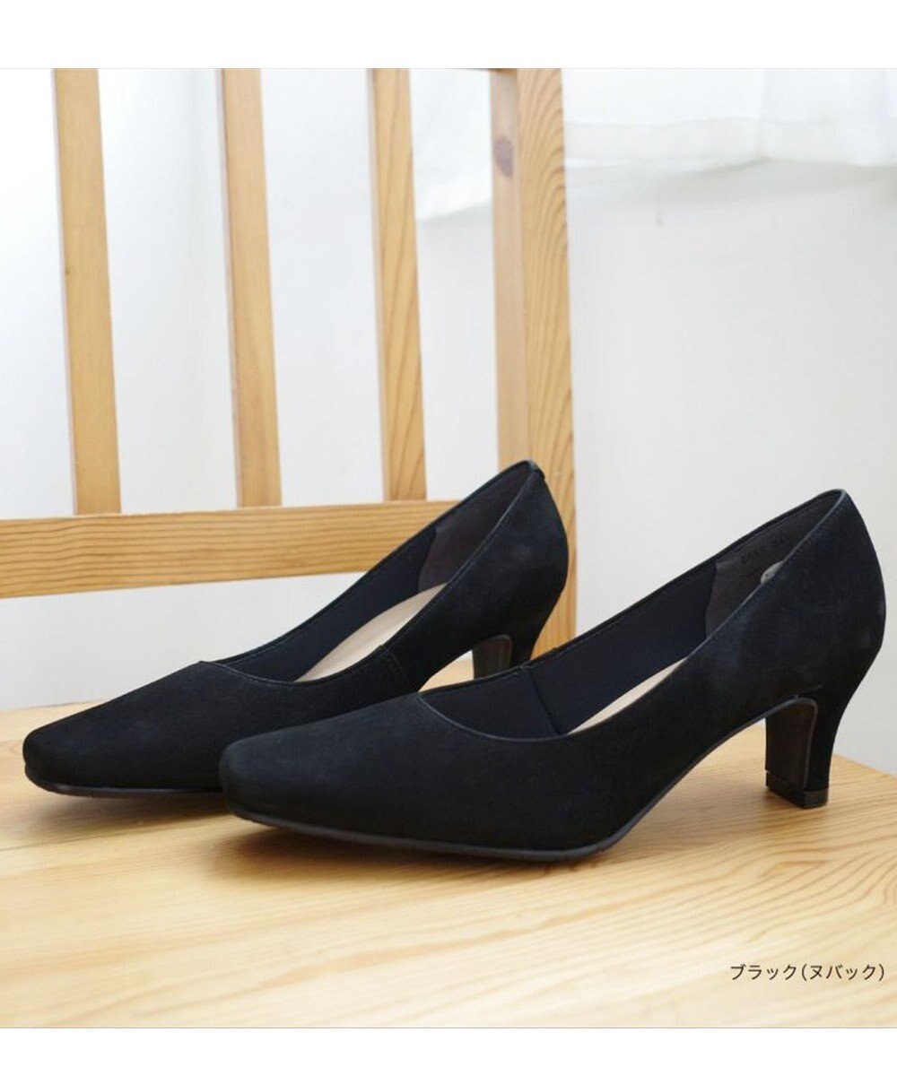 Pointer 日本製 本革低反発スクエアトゥパンプス 