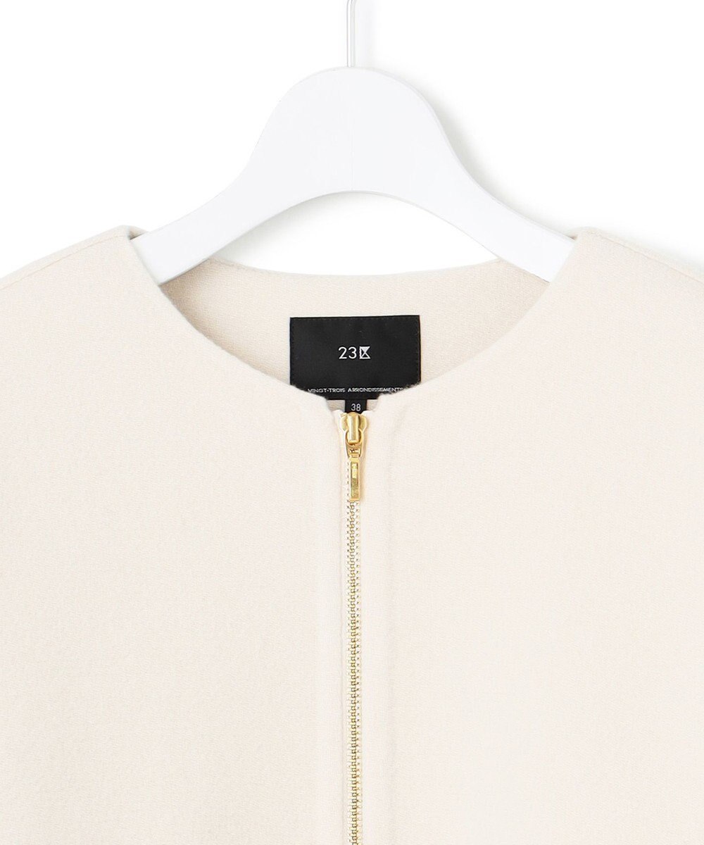 23区 L ウールライトリバー ノーカラー ショートコート 