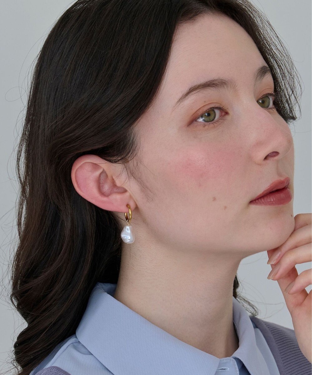 Phoebe 〈金属アレルギー対応〉バランスバロックパールフープイヤリング　ゴールド/ステンレス/大ぶり/存在感◎/主役級 